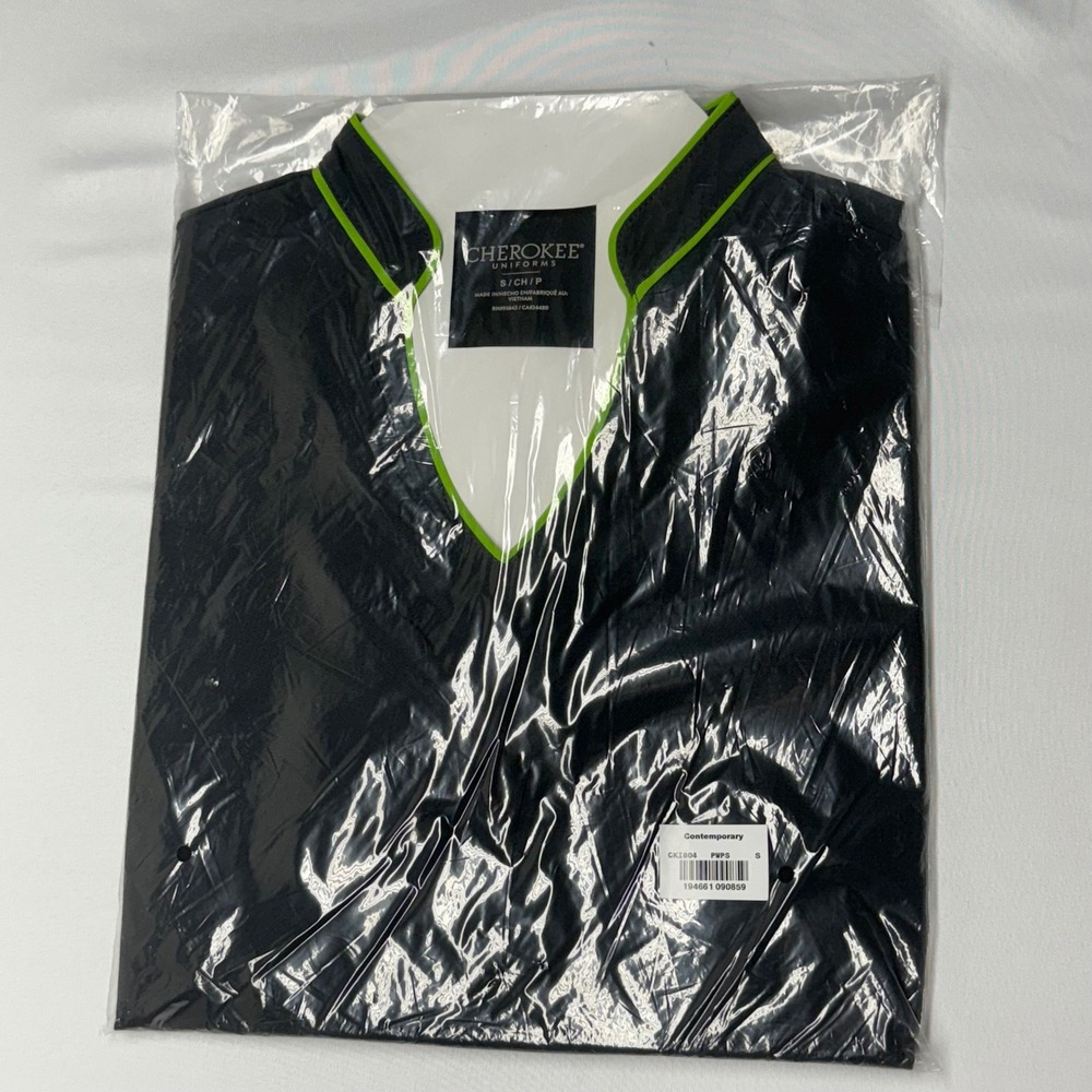 Cherokee Uniforms Contemporary Black‎ V-Neck Scrub Top Women S/CH/P CK1804 PWPS